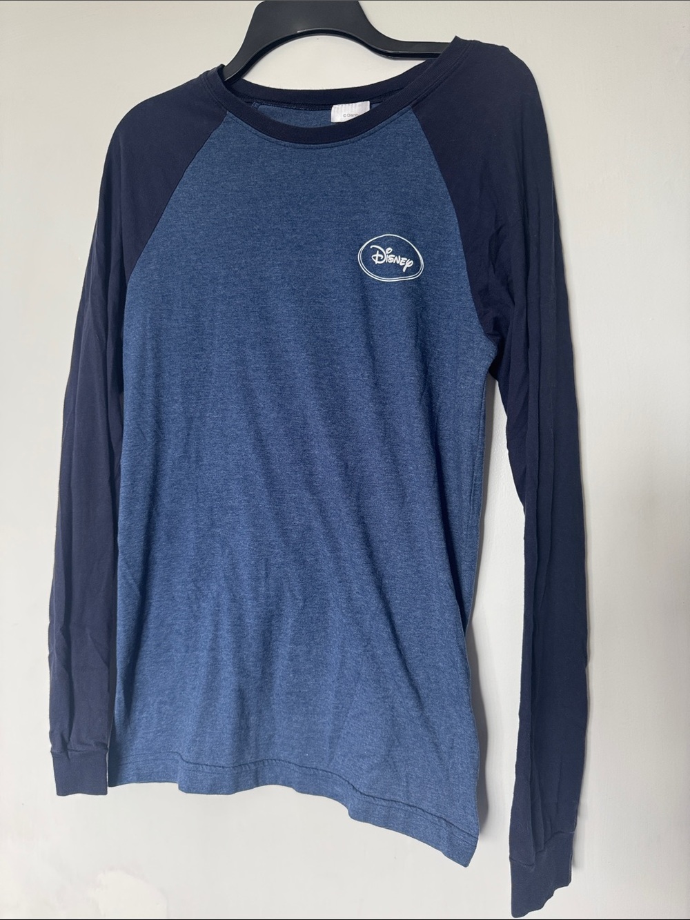 Disney Unisex Long Sleeve Raglan Shirt - Navy & Heather Blue
